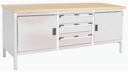 bott Műhelyasztal Bott Cubio Tároló, 84 x 200 x 75 cm, 2 szekrény, 3 fiók, multiplex, szürke-szürke