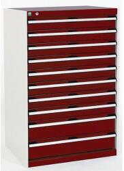 bott Műhely fiókos szekrény Bott Cubio, 120 x 80 x 52, 5 cm, 10 fiókos, szürke-piros