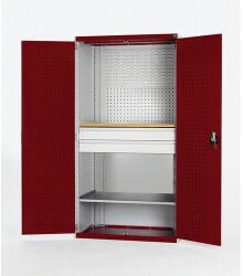 bott Fiókos műhelyszekrény Bott Cubio, multiplex, 200 x 130 x 65 cm, 1 polc, 2 fiók, szürke-piros