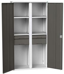 bott Fém karbantartó szekrény Bott Verso, 200 x 105 x 55 cm, 4 polc, 4 fiók, szürke-antracit