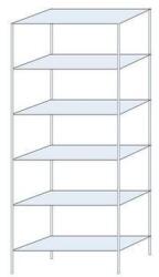 Schulte Design Ogmios fém polcállvány, alapkivitel, 250 x 100 x 40 cm, 1700 kg, 6 polc, 150 kg/polc, horganyzott