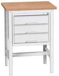 bott Műhelyasztal Bott Verso, 78-93 x 70 x 60 cm, 3 fiókos, multiplex, szürke-szürke