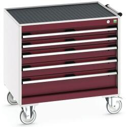 bott Cubio mobil fiókos szekrény, 78, 5 x 80 x 65 cm, 5 fiókos, matt, szürke-piros