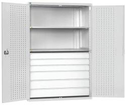 bott Fiókos műhelyszekrény Bott Cubio 160, 200 x 130 x 65 cm, 2 polc, 6 fiók, szürke-szürke