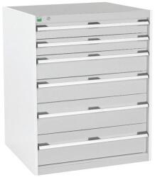 bott Műhely fiókos szekrény Bott Cubio, 100 x 80 x 75 cm, 6 fiókos, szürke-szürke