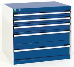 bott Műhely fiókos szekrény Bott Cubio, 70 x 80 x 52, 5 cm, 5 fiókos, szürke-kék