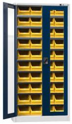 Polak Szekrény dobozokkal UK1-B11S, 950 x 400 x 1950 mm, szürke-sötétkék