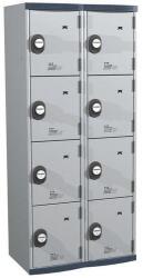 Acial hegesztett öltözőszekrény, 2 oszlopban 8 rekesszel, 400 mm, számkódos zárral, szürke/szürke