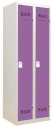 Vinco hegesztett öltözőszekrény, 2 rekeszes, 300 mm, hengerzárral, szürke/lila