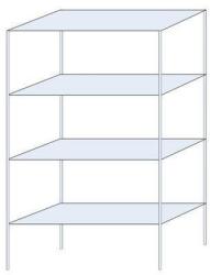 Schulte Design Andras fém polcállvány, alapkivitel, 250 x 150 x 60 cm, 1 600 kg, 4 polccal, horganyzott