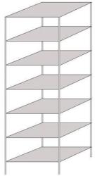 Schulte Design Hathor fém polcállvány, kétoldalú, alapkivitel, 230 x 75 x 60 cm, 1 100 kg, 7 polc, világosszürke