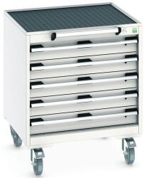 bott Cubio mobil fiókos szekrény, 78, 5 x 65 x 65 cm, 5 fiókos, matt, szürke-szürke