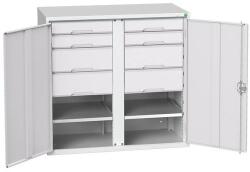 bott Verso fém tároló szekrény, 100 x 105 x 55 cm, 2 polc, 8 fiók, szürke-szürke - manutan - 806 323 Ft
