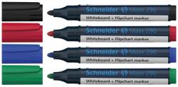 Schneider Tábla- és flipchart marker készlet 2-3mm, kerek végű Schneider Maxx 290, 4 klf. szín (129094) - web24