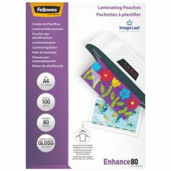Fellowes Lamináló fólia, A4, 80 mikron, fényes, 100 db/doboz, Fellowes® (5306114) - web24