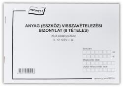 Bluering Készlet visszavételezési bizonylat 8 tételes 25x4 lapos tömb A/5 fekvő B. 12-123/V Bluering (61262) - web24