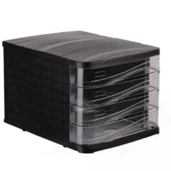 BLUERING Fiókos irattároló, 4 fiókkal, műanyag fekete, víztiszta fiókokkal Bluering® (3838957) - web24