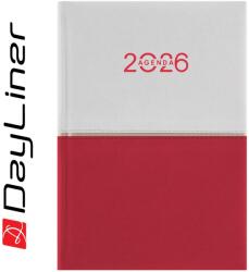 Dayliner Határidőnapló Contrast A5 napi, fehér lapokkal fehér-piros Dayliner 2027 (DL7AG-CRFA5NA-FP) - web24