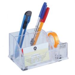 Bluering Írószertartó 4 rekeszes, 150x95x75mm, ragszalag tépővel műanyag, Bluering® víztiszta (3839114) - web24