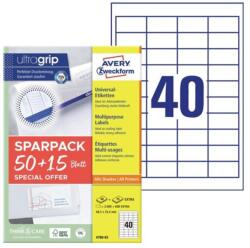Avery Etikett címke, 48, 5x25, 5mm, univerzális, 65 lap, 40 címke/lap Avery, fehér (4780-65) - web24