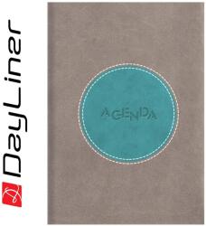 Dayliner Határidőnapló Central A5 napi, fehér lapokkal szürke - türkiz Dayliner 2027 (DL7AG-CEFA5NA-SZT) - web24