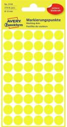 AVERY Etikett címke, o12mm, jelölésre, 54 címke/ív, 5 ív/doboz, Avery sárga (3144) - web24