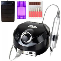  Professzionális Műköröm csiszoló szett - sebességszabályzó pedállal, csiszoló fejekkel. 35000rpm Fekete (4820)