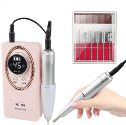  Akkumulátoros Professzionális Hordozható Műkörmös Csiszológép 45.000RPM SG710 Rószaszín (sg710p)