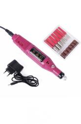  Elektromos Műköröm, Manikűr - Pedikűr Csiszológép - 12 cserélhető fejjel rózsaszín (592)