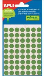 APLI Etikett, 10 mm kör, kézzel írható, színes, APLI, zöld, 315 etikett/csomag (LCA2054) - jatekotthon