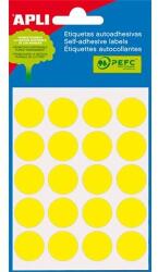 APLI Etikett, 19 mm kör, kézzel írható, színes, APLI, sárga, 100 etikett/csomag (LCA2063) - jatekotthon