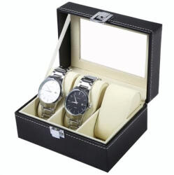 XMAX óratartó doboz átlátszó fedéllel 3 db órának, fekete (00008513)