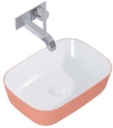 AREZZO design design pultra ültethető mosdó RENI 46x33, fényes fehér / matt terra pink - AR-146110 (AR-146110)