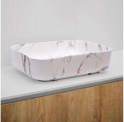 RIHO W031006M00 márványmintás kerámia mosdó, szögletes 50x39x13cm Matt fehér