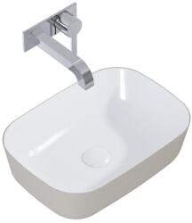 AREZZO design design pultra ültethető mosdó RENI 46x33, fényes fehér / matt beige - AR-146114 (AR-146114)