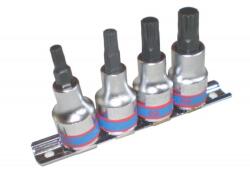 King Tony 4 részes 1/2˝-os spline bitfejkészlet sínen 4126PR (4126PR)