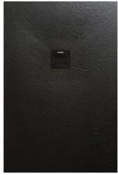 AREZZO design design SOLIDSoft zuhanytálca 100x90 cm, FEKETE, színazonos lefolyóval (2 doboz) - AR-90100B (AR-90100B)