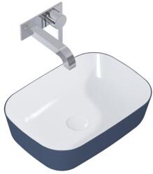 AREZZO design design pultra ültethető mosdó RENI 46x33, fényes fehér / matt kék - AR-146116 (AR-146116)