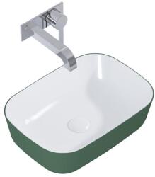 AREZZO design design pultra ültethető mosdó RENI 46x33, fényes fehér / matt zöld - AR-146115 (AR-146115)