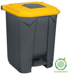 PLANET Szelektív hulladékgyűjtő konténer, műanyag, pedálos, antracit, sárga, 50L (ALUP226S)