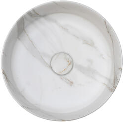 RIHO W031005M00 márványmintás kerámia mosdó, kerek 34, 6x11, 4cm Matt fehér