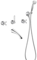 Bugnatese 18COCR Bugnatese Old'800 Fal alatti váltós kádcsaptelep kifolyóval és zuhanyszettel fehér-króm színben