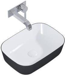 AREZZO design design pultra ültethető mosdó RENI 46x33, fényes fehér / matt fekete - AR-146111 (AR-146111)