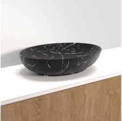 RIHO W031004M01 márványmintás kerámia mosdó, ovális 52x39, 5x13cm Matt fekete