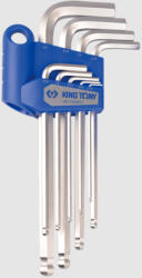 KING TONY 9 részes gömbvégű hosszú imbuszkulcs készlet SAE 20129SR (20129SR)