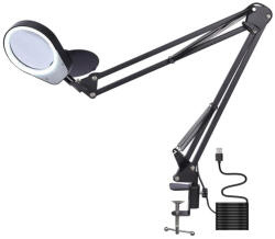 Timeless Tools Asztalra szerelhető, 2 lencsés LED-es nagyító - fekete