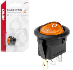 AMIO kétállású kerek kapcsoló - sárga - 12V/24V