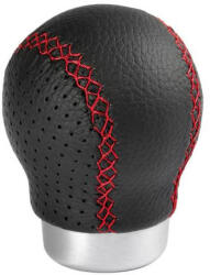 LAMPA Zero Sport sebváltógomb - fekete bőr, piros varrás