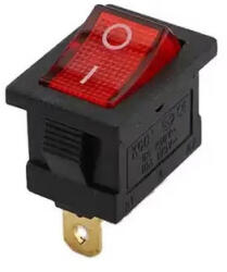  3 tűs, 2 állású, megvilágított billenőkapcsoló - 250V 16 - piros