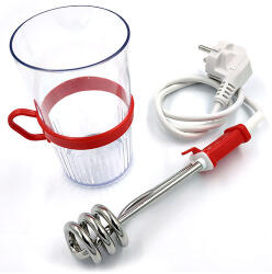 ECE - merülőforraló utazó készlet, műa. pohárral - 9cm, 230V, 350W